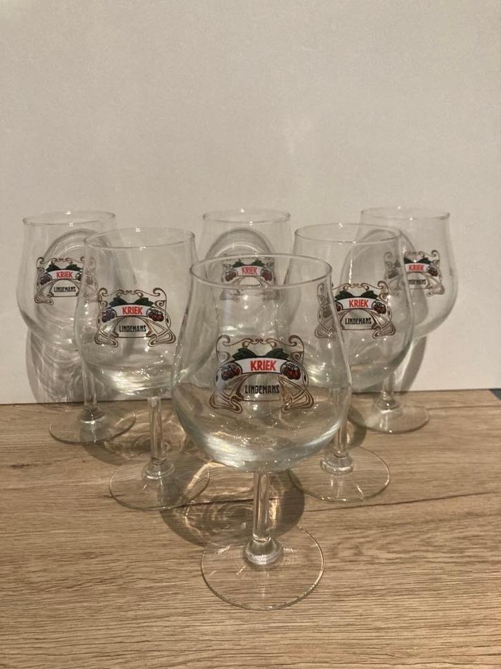 Set van 6 Lindemans Kriek bierglazen, Verzamelen, Biermerken, Zo goed als nieuw, Ophalen of Verzenden