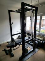 FITNESS RACK/ POWER RACK/ SQUAT RACK SET/ BENCH AND WEIGHTS, Comme neuf, Enlèvement ou Envoi