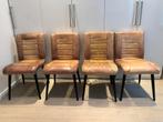 6 Eetkamer stoelen - leer, Maison & Meubles, Chaises, Brun, Enlèvement, Cuir, Cinq, Six Chaises ou plus