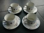 4 koffietassen + onderbordjes met bloemetjes, Ophalen of Verzenden, Gebruikt, Overige stijlen, Kop(pen) en/of Schotel(s)