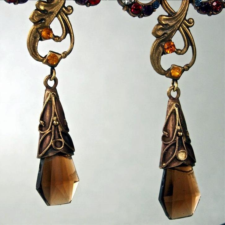 Tsjechische art nouveau oorhangers jaren 1920, Antiek en Kunst, Antiek | Glaswerk en Kristal, Ophalen of Verzenden