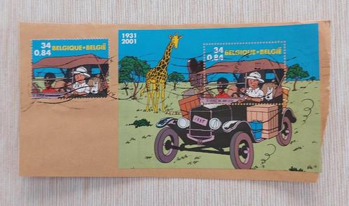 Belgium 2001 - OBP/COB 3049 + BL 93 Kuifje in Afrika/Tintin, Timbres & Monnaies, Timbres | Europe | Belgique, Envoi
