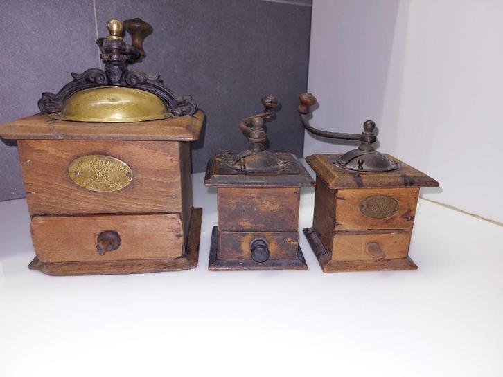 Japy Koffiemolens  Vóór 1930 – 1 grote + 2 kleine (setprijs), Antiek en Kunst, Antiek | Keukengerei, Ophalen