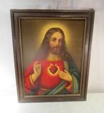 Mooie Antieke Prent van Christus in houten Lijst - 59x46, Antiek en Kunst, Antiek | Religieuze voorwerpen, Ophalen of Verzenden