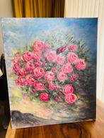 50x60 roses peinture sur toile peinture à l’huile, Comme neuf, Peinture
