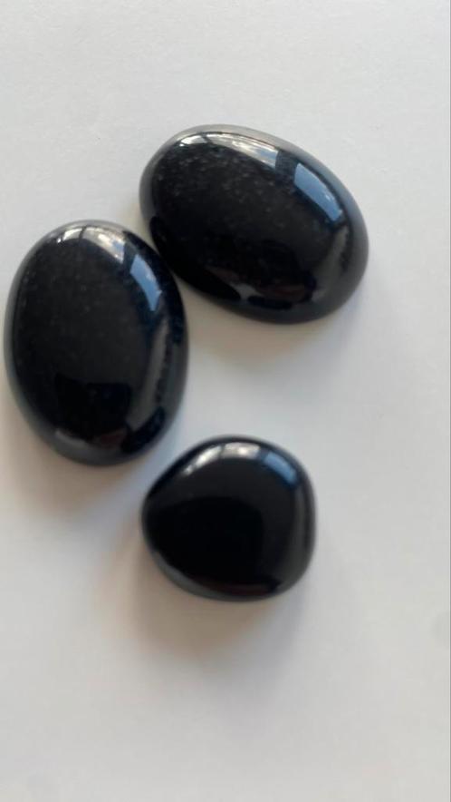 3 stuks 100% natuurlijk zwarte agaat edelstenen, Bijoux, Sacs & Beauté, Pierres précieuses, Neuf, Enlèvement ou Envoi