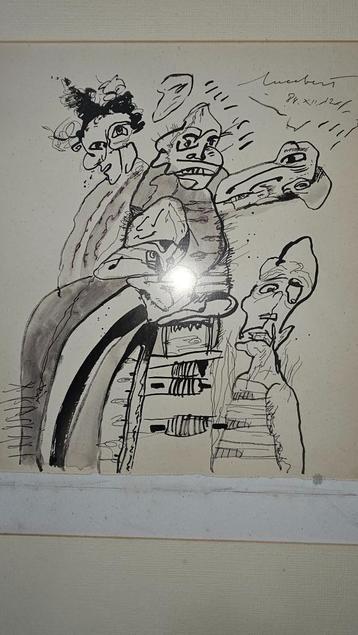 Dessin à la plume Lucebert signé et daté Dimensions c, Enlèvement