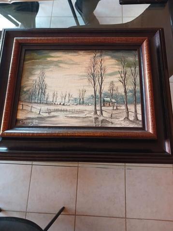 Schilderij Winterlandschap. beschikbaar voor biedingen
