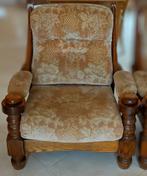 2 vintage rustieke fauteuils van hout/fluweel uit 1970, Ophalen