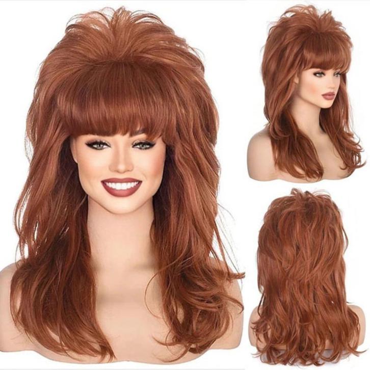 Pruik Peggy Bundy lang koperbruin haar sixties look, Handtassen en Accessoires, Uiterlijk | Haarverzorging, Nieuw, Verzenden