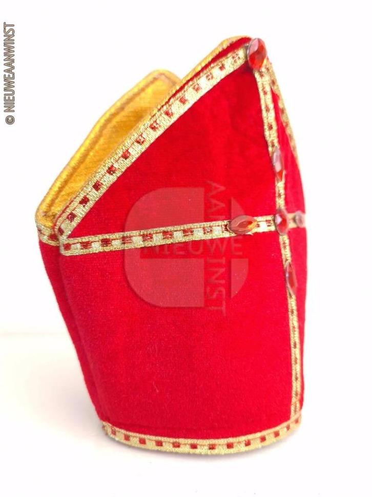 Authentieke etalage Sinterklaasmijter - 16cm, rood, Diversen, Sinterklaas, Verzenden