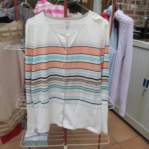 Gileetje wit strepen blauw roze MarcCain mt 38-40, Kleding | Dames, Truien en Vesten, Zo goed als nieuw, Maat 38/40 (M), Wit, Ophalen of Verzenden