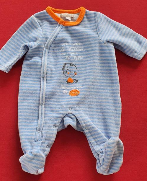 Pyjama grenouillère en velours rayé bleu - T54 - Orchestra, Enfants & Bébés, Vêtements de bébé | Taille 56, Comme neuf, Garçon