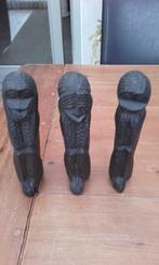 3 stenen beeldjes horen zien en zwijgen aapjes, Antiek en Kunst, Ophalen of Verzenden