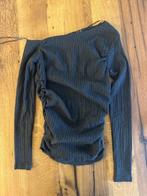 Geribbelde donkergrijze T-shirt met verlaagde schouders, Kleding | Dames, Zo goed als nieuw, Lange mouw, Ophalen, Maat 38/40 (M)