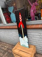 Kuifje Raket emaille reclame bord, Ophalen of Verzenden, Kuifje, Gebruikt, Plaatje, Poster of Sticker