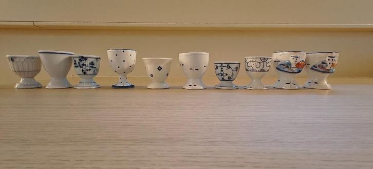 Eierdopjes 1€/st  blauw/wit geometrische figuren, Huis en Inrichting, Keuken | Servies, Zo goed als nieuw, Overige typen, Porselein