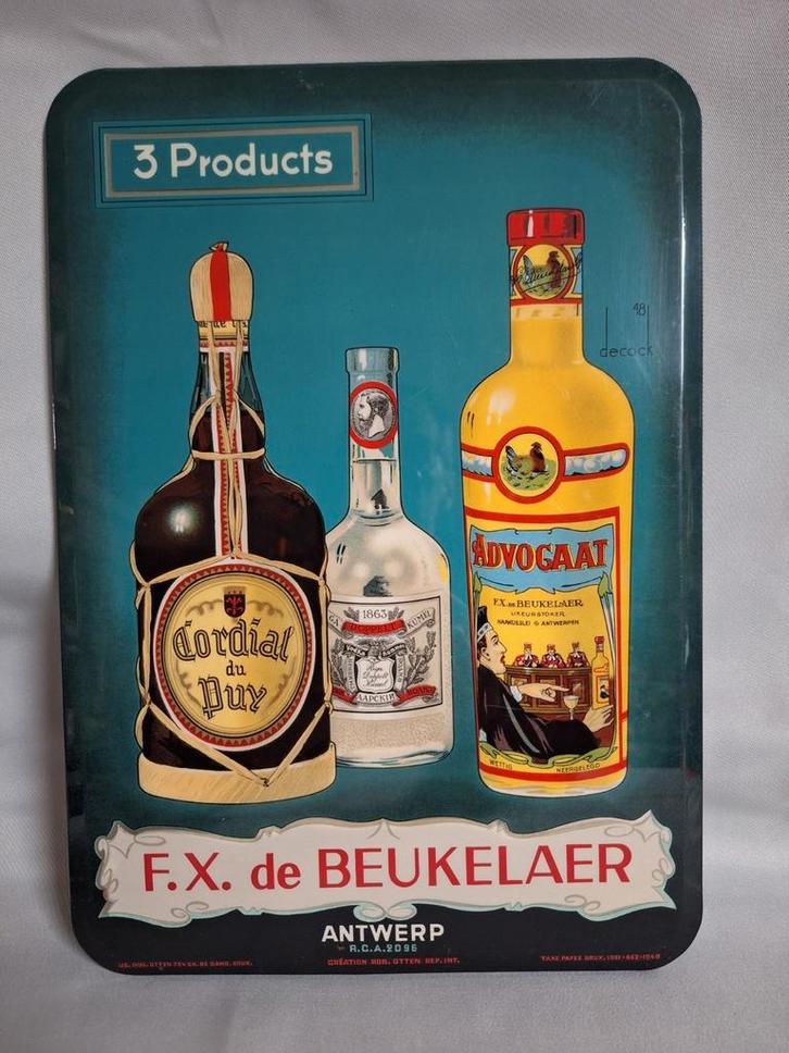 Reclame bord 1948 F X De Beukelaer advocaat vodka cordial, Verzamelen, Merken en Reclamevoorwerpen, Gebruikt, Reclamebord, Ophalen of Verzenden