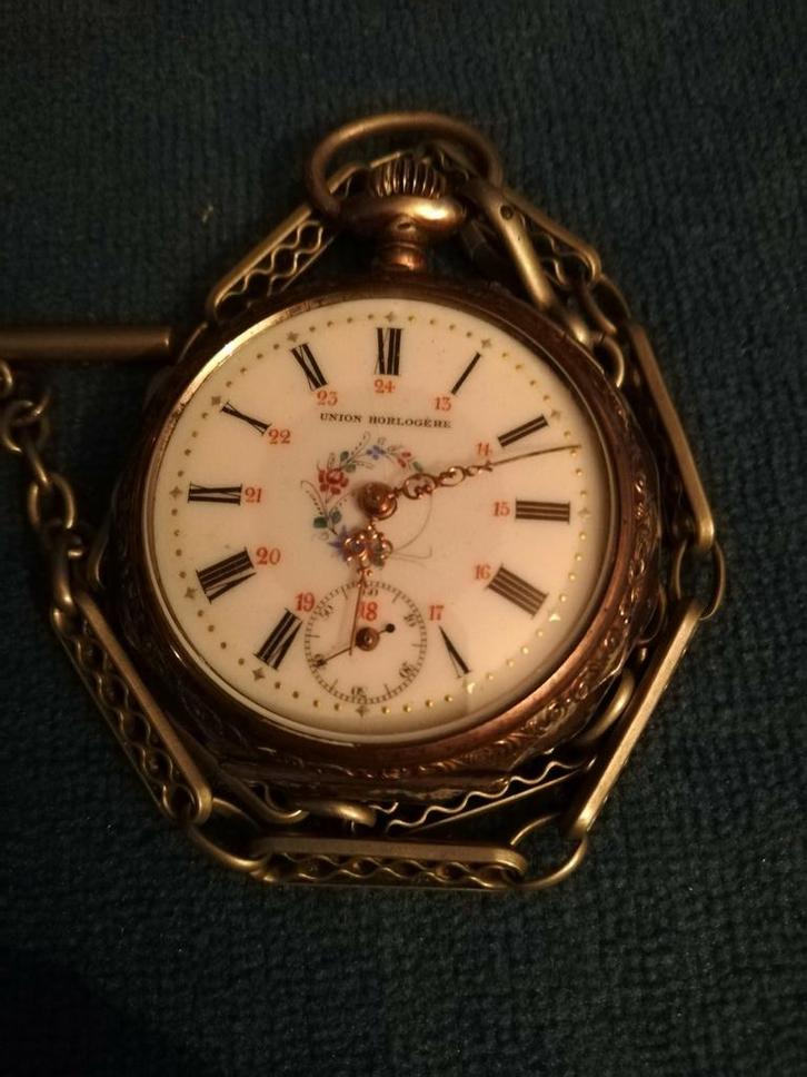 0.800 union horlogere argent masif pocket watch soviet union, Handtassen en Accessoires, Horloges | Heren, Zo goed als nieuw, Zakhorloge