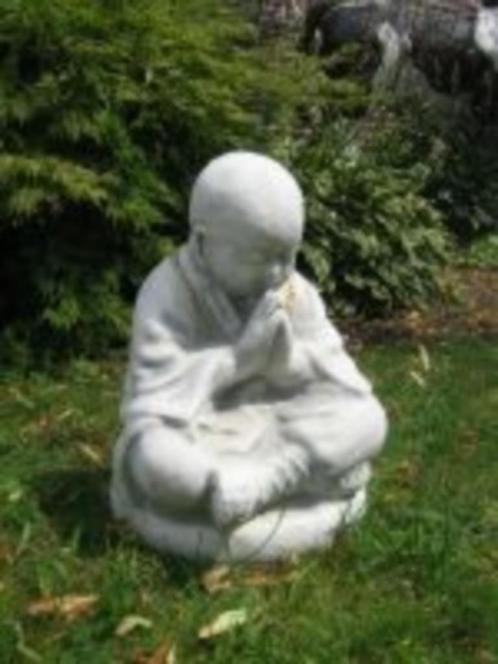 Shaolin monnik white wash, steen., Tuin en Terras, Tuinbeelden, Mensenbeeld, Steen, Ophalen of Verzenden