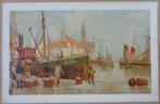 HENRI CASSIERS / LE PORT DE PECHE / CHROMOLITHO / 71x110cm, Ophalen of Verzenden