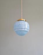 Art Deco hanglamp in blauw gespikkeld glas, 1920-30s, Ophalen of Verzenden