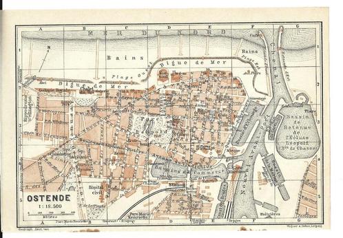 1928 - Oostende stadsplannetje, Livres, Atlas & Cartes géographiques, Envoi