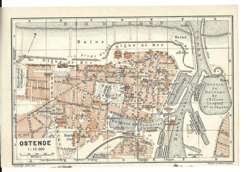 1928 - Oostende stadsplannetje, Boeken, Atlassen en Landkaarten, Verzenden