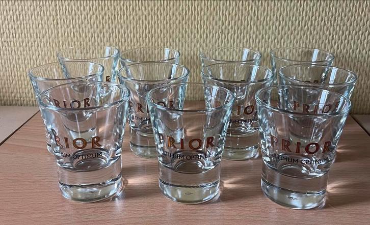 11 gistglaasjes Prior Ultimum Optimum Tongerlo NIEUW, Verzamelen, Glas en Drinkglazen, Nieuw, Borrel- of Shotglas, Ophalen of Verzenden