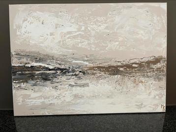Abstract schilderij met zachte aardtinten Mk Art beschikbaar voor biedingen
