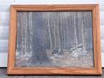 technique mixte sous bois signe alfred bastien, Antiek en Kunst, Ophalen of Verzenden