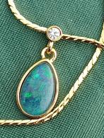 14K Goud Doublé ketting, natuurlijke Opaal triplet 40-45 cm, Met edelsteen, Nieuw, Ophalen of Verzenden, Goud