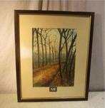 Belle aquarelle « Rangée d'arbres à l'automne » - Bell, Enlèvement ou Envoi