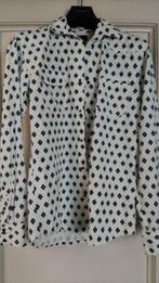 ZARA white shirt with blue decorative pattern, slim fit L, Kleding | Heren, Overhemden, Ophalen of Verzenden, Zo goed als nieuw