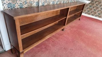 massieve eiken boekenkast - vintage lage kast beschikbaar voor biedingen