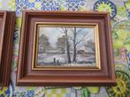 1 kader met schilderij landschap winter, Ophalen of Verzenden