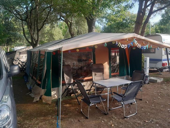 Vouwwagen Raclet 6pers + motoraanhangwagen in 1, Caravans en Kamperen, Vouwwagens, Raclet, tot en met 6, Beige, Ophalen