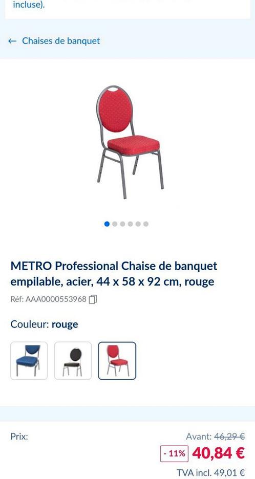 Chaise empillable Gala Mariage Événementiel, Maison & Meubles, Chaises, Rouge, Enlèvement