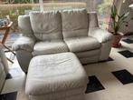 Lederen salon gebroken wit 3+2, Ophalen, Gebruikt