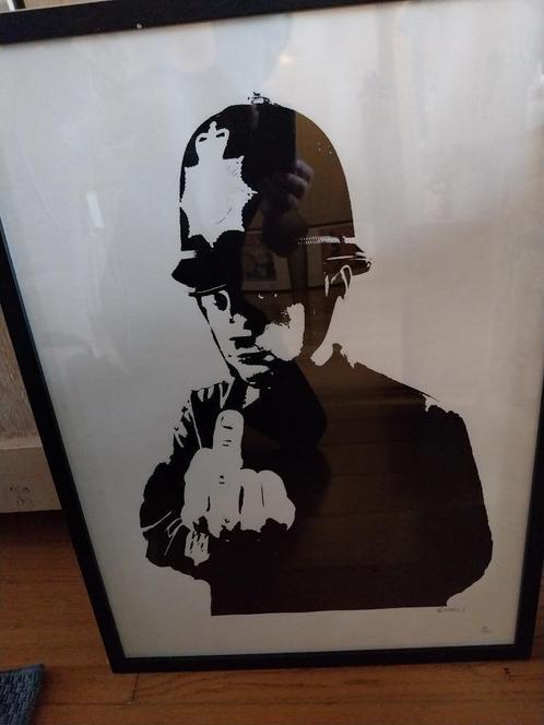 Banksy kunstdruk gesigneerd (2), Antiek en Kunst, Kunst | Litho's en Zeefdrukken, Ophalen of Verzenden
