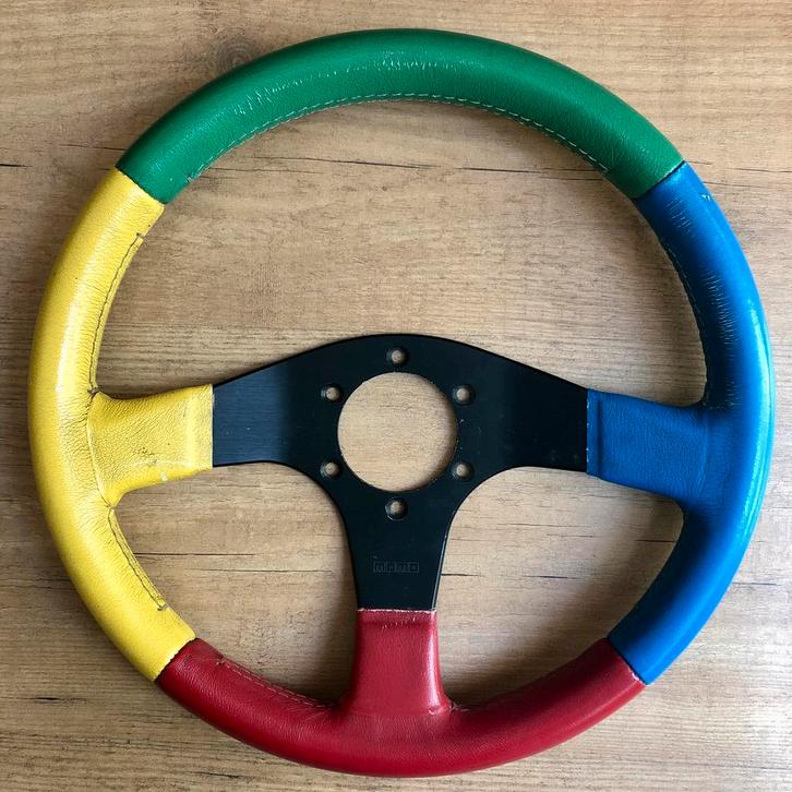 Momo Benetton Formula 1 Harlequin Leren Stuur 320MM VW Golf, Auto-onderdelen, Besturing, Alfa Romeo, Amerikaanse onderdelen, Audi