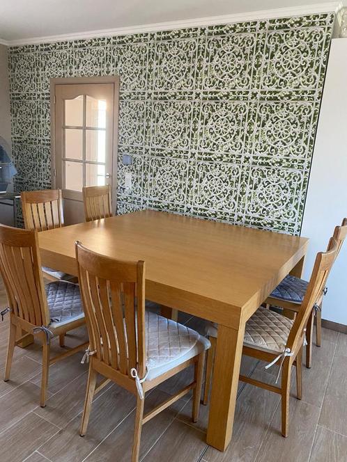 Uitschuifbare houten vierkante tafel, Huis en Inrichting, Tafels | Eettafels, Gebruikt, 150 tot 200 cm, 150 tot 200 cm, Vijf personen of meer