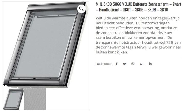 4 x zonnewering Velux MHL SK00 5060c, Doe-het-zelf en Bouw, Glas en Ramen, Nieuw, Dakraam, 80 tot 120 cm, Ophalen