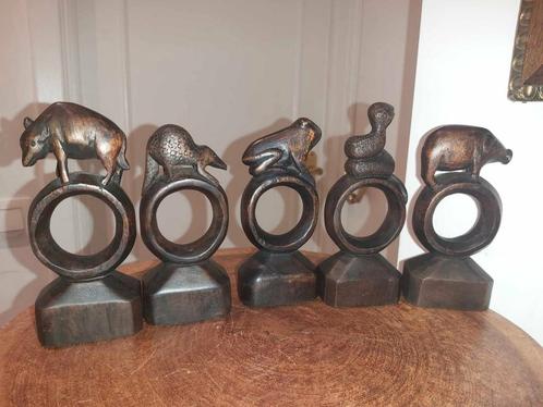 Vintage Houten Servetringen – Set van 5, Antiek en Kunst, Kunst | Beelden en Houtsnijwerken, Ophalen of Verzenden