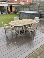 Tuinset : tafel met 4 stoelen, Tuin en Terras, Ophalen, Gebruikt, Hout, Tuinset