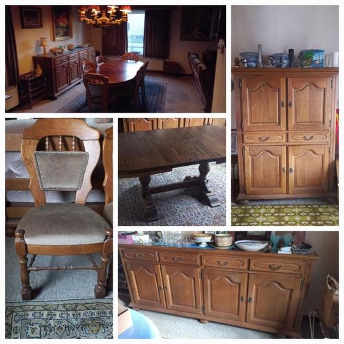 Eetplaats uittrekbare tafel, 6 stoelen, dressoir, barkast, Huis en Inrichting, Complete eetkamers, Gebruikt, 4 tot 6 stoelen, Ophalen