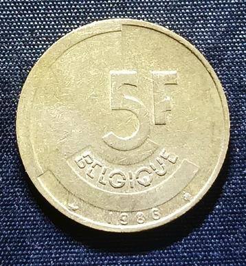 5 frank 1986 FR - Boudewijn I (variant: E z. streepje) beschikbaar voor biedingen