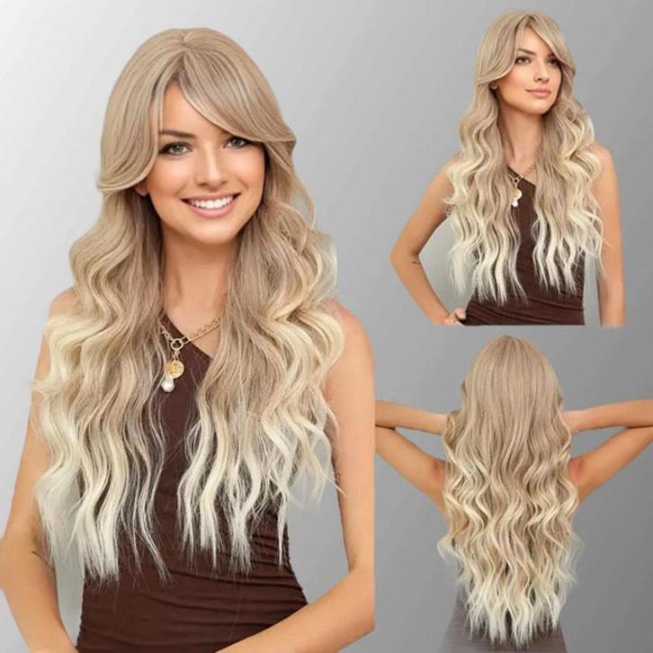 Pruik lang blond haar met witblonde puntjes model Linde, Handtassen en Accessoires, Uiterlijk | Haarverzorging, Nieuw, Pruik of Haarverlenging