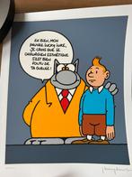 Genummerde serigaphie Geluck is een eerbetoon aan Kuifje, Ophalen of Verzenden