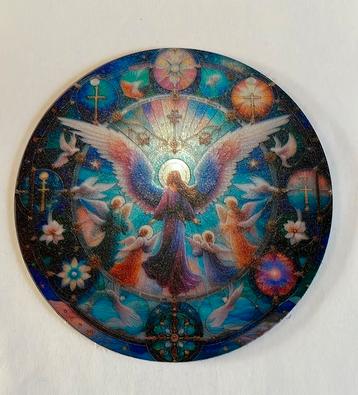 Rond Plastic plaatje met afbeelding Engelen diameter 15cm beschikbaar voor biedingen